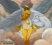 beautiful anime angel turns into a perfect white pegsus.