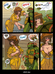 April and Raphael sexy hot fuck in comics