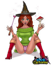 Red-haired sexy witch chanting